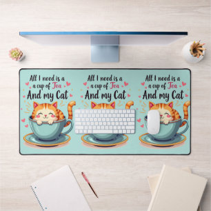 Schattigee kat in Teacup Kawaii Gezellige Kunst Bureaumat
