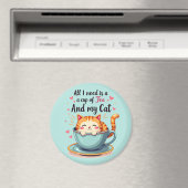 Schattigee kat in Teacup Kawaii Gezellige Kunst Magneet (Insitu (Vaatwasser))