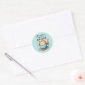 Schattigee kat in Teacup Kawaii Gezellige Kunst Ronde Sticker (Envelop)