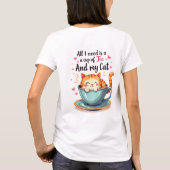 Schattigee kat in Teacup Kawaii Gezellige Kunst T-shirt (Achterkant)