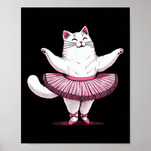 Schattigee kat in tutu ballet dansen Mannen vrouwe Poster (Voorkant)
