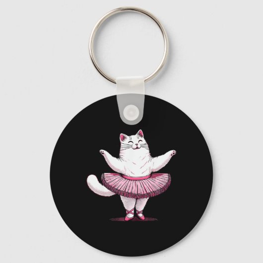 Schattigee kat in tutu ballet dansen Mannen vrouwe Sleutelhanger (Voorkant)