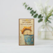 Schattigee kat in zonnebloem Pet grillige schilder Visitekaartje (Staand voorkant)