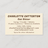 Schattigee kat in zonnebloem Pet grillige schilder Visitekaartje (Achterkant)