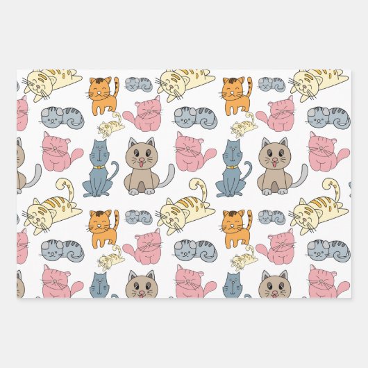 Schattigee kat inpakpapier, kat cadeauverpakking,  inpakpapier vel (Voorkant)