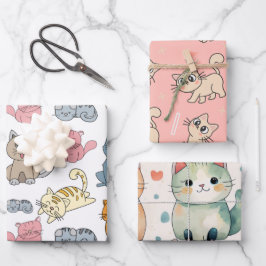 Schattigee kat inpakpapier, kat cadeauverpakking,  inpakpapier vel