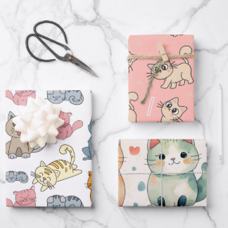 Schattigee kat inpakpapier, kat cadeauverpakking,  inpakpapier vel