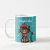 Schattigee Kat Kerst Cartoon Gepersonaliseerd Koffiemok (Links)