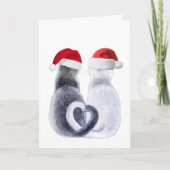 Schattigee kat kerst Kaart met kerstmuts (Voorkant)