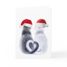 Schattigee kat kerst Kaart met kerstmuts