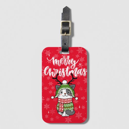 Schattigee kat kerst kous stuffers Galore Bagagelabel (Voorkant (verticaal))