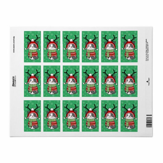 Schattigee kat kerst kous stuffers Galore Etiket (Full Sheet)