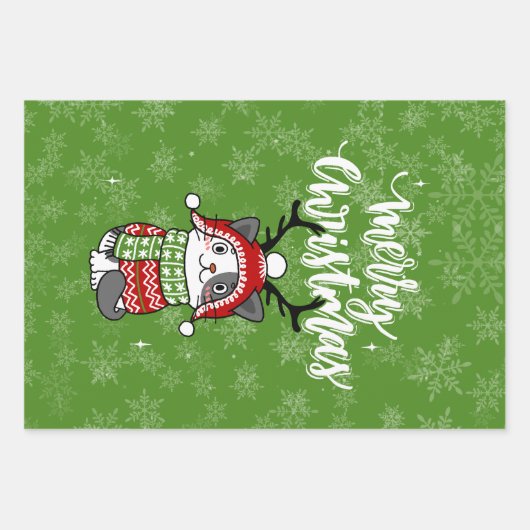 Schattigee kat kerst kous stuffers Galore Inpakpapier Vel (Voorkant 2)