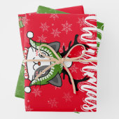 Schattigee kat kerst kous stuffers Galore Inpakpapier Vel (In situ)