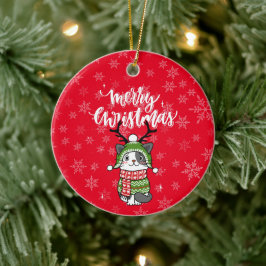 Schattigee kat kerst kous stuffers Galore Keramisch Ornament