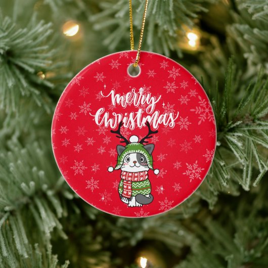 Schattigee kat kerst kous stuffers Galore Keramisch Ornament (Boom)