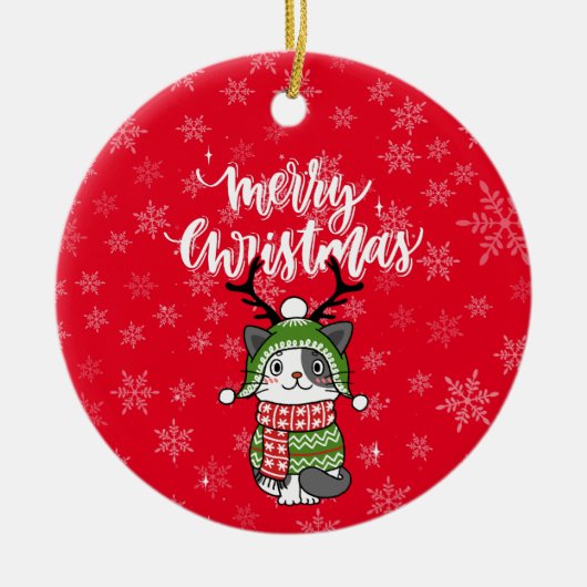 Schattigee kat kerst kous stuffers Galore Keramisch Ornament (Voorkant)