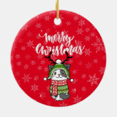 Schattigee kat kerst kous stuffers Galore Keramisch Ornament (Achterkant)