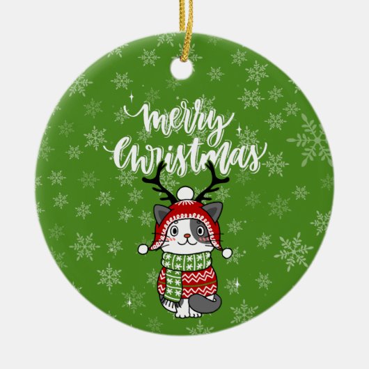Schattigee kat kerst kous stuffers Galore Keramisch Ornament (Voorkant)