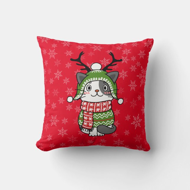 Schattigee kat kerst kous stuffers Galore Kussen (Voorkant)