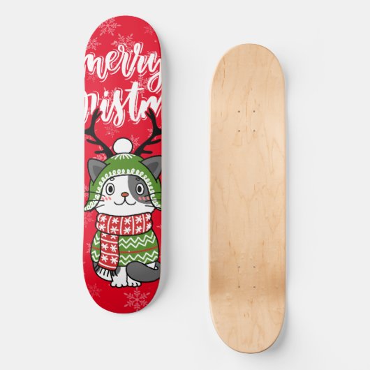 Schattigee kat kerst kous stuffers Galore Persoonlijk Skateboard (Voorkant)