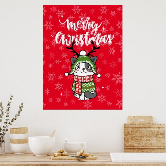 Schattigee kat kerst kous stuffers Galore Poster (Keuken)