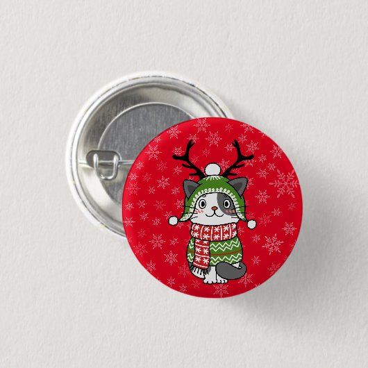 Schattigee kat kerst kous stuffers Galore Ronde Button 3,2 Cm (Voorkant /achterkant)