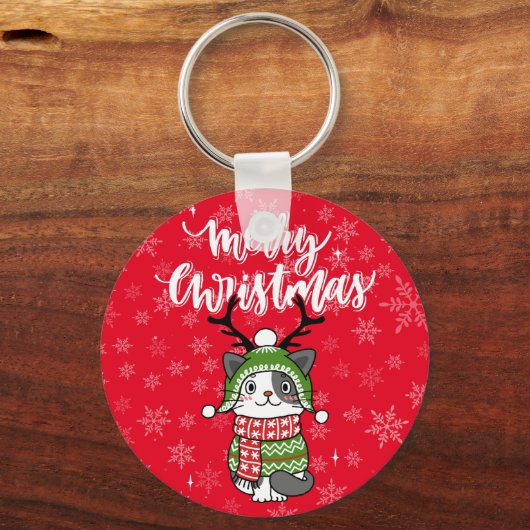 Schattigee kat kerst kous stuffers Galore Sleutelhanger (Achterkant)