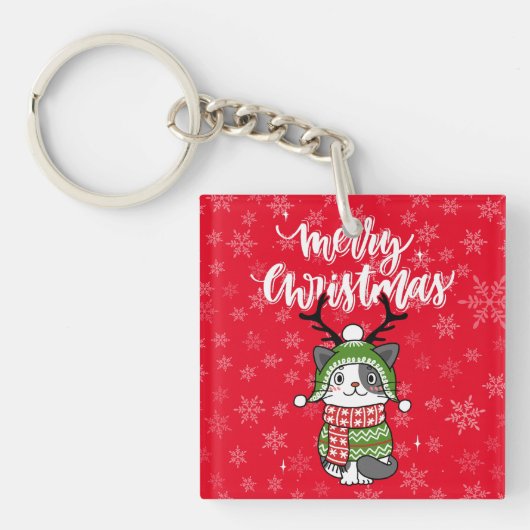 Schattigee kat kerst kous stuffers Galore Sleutelhanger (voorkant)