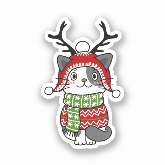 Schattigee kat kerst kous stuffers Galore Sticker (Voorkant)