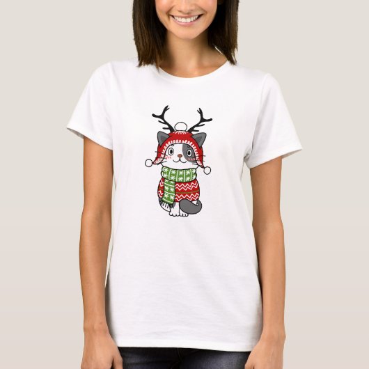 Schattigee kat kerst kous stuffers Galore T-shirt (Voorkant)