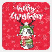 Schattigee kat kerst kous stuffers Galore Vierkante Sticker (Voorkant)