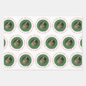 Schattigee Kat Kerst Krans Aangepaste Pet Foto Inpakpapier Vel (Voorkant 2)