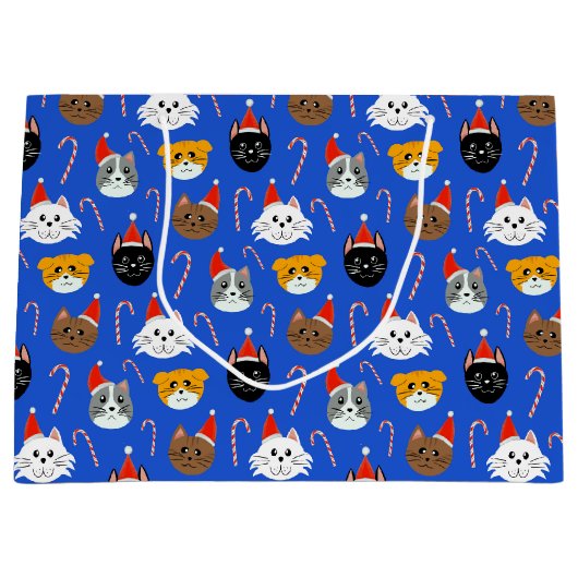 Schattigee kat kerst patroon groot cadeauzakje (Voorkant)