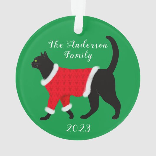 Schattigee kat kerstboom gepersonaliseerd ornament (achterkant)