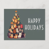Schattigee kat kerstboom vakantie briefkaart (Voorkant)