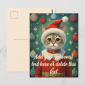 Schattigee kat kerstman briefkaart (Voorkant / Achterkant)