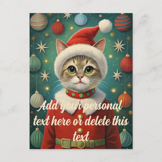 Schattigee kat kerstman briefkaart (Voorkant)