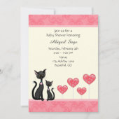 Schattigee kat, kitten en harten Baby shower uitno Kaart (Voorkant)