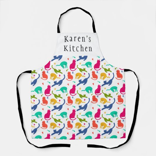 Schattigee kat kitten gepersonaliseerd Schort (Voorkant)