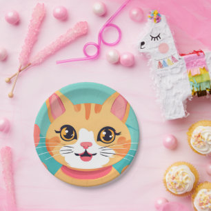 Schattigee kat Kitten huisdieren Verjaardagsfeest Papieren Bordje