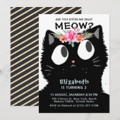 Schattigee kat kitten miauw bloemenkroon verjaarda kaart (Voorkant / Achterkant)