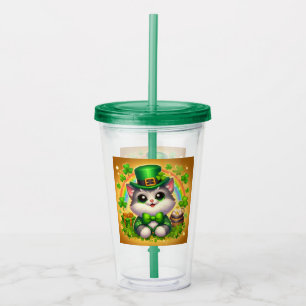 Schattigee kat/kitten Saint Patrick's Day Acryl Drinkbeker