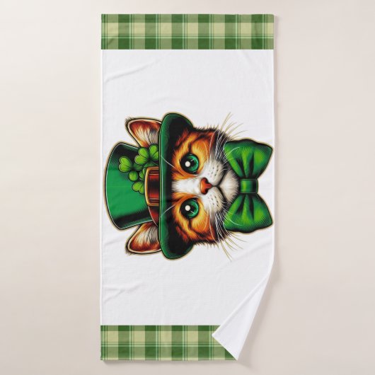 Schattigee kat/kitten Saint Patrick's Day Badhanddoek (Badhanddoek)
