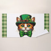 Schattigee kat/kitten Saint Patrick's Day Badhanddoek (Badhanddoek)