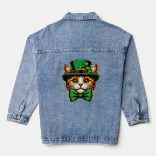 Schattigee kat/kitten Saint Patrick's Day Denim Jacket