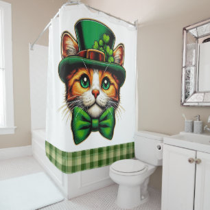 Schattigee kat/kitten Saint Patrick's Day Douchegordijn