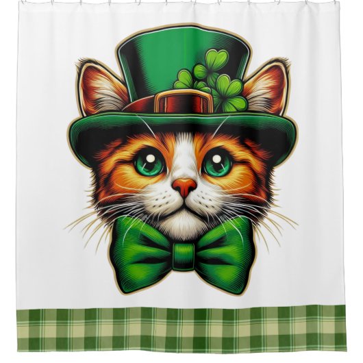 Schattigee kat/kitten Saint Patrick's Day Douchegordijn (Voorkant)