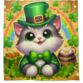 Schattigee kat/kitten Saint Patrick's Day Douchegordijn (Voorkant)