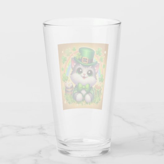 Schattigee kat/kitten Saint Patrick's Day Glas (Achterkant)